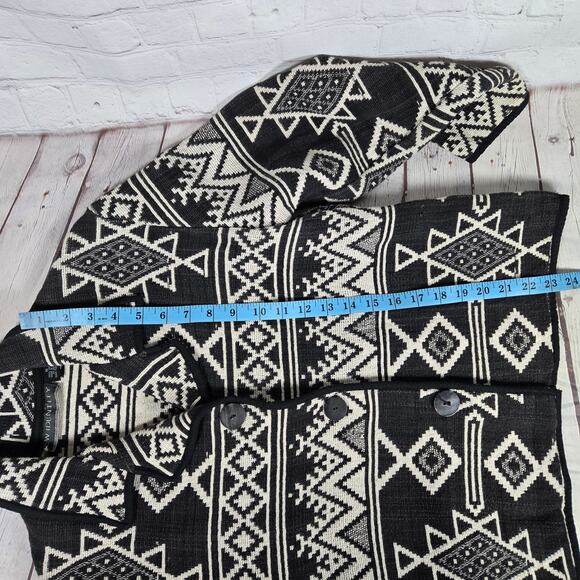 NEW IDENTITY Womens Geometric Print Jacket Black White Cotton Size M Tapestry - Picture 8 of 9